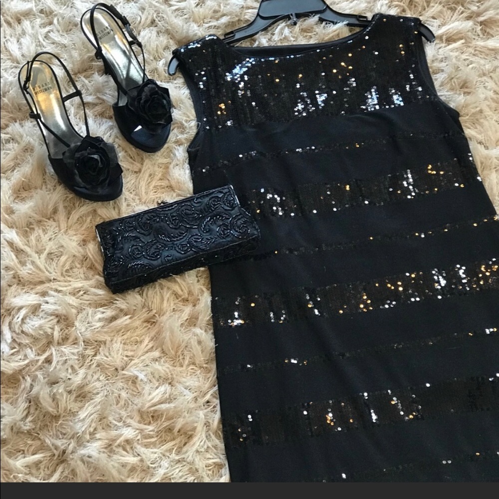White House Black Market Small black dress sequins